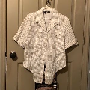 Black and white polka dot blouse